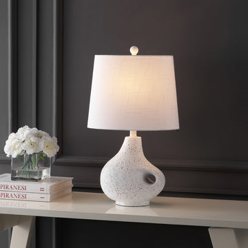 Charlotte 24" Minimalist Designer Iron/Resin Oval Shade LED Table Lamp - JONATHAN Y